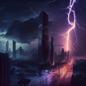 Lightning in the city at night –v 4