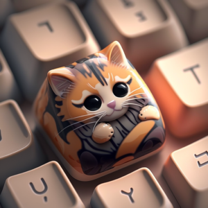 cute cartoon cat art as a artisan keycaps