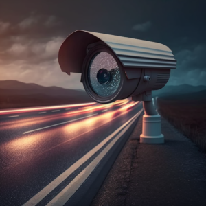 cctv bullet camera showing road