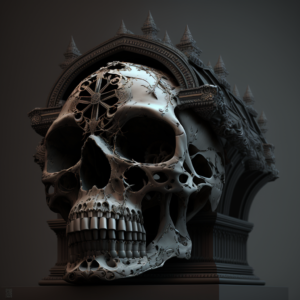 dark realistic skull integratedwith goth architecture – Upscaled by @Karmigon (fast)