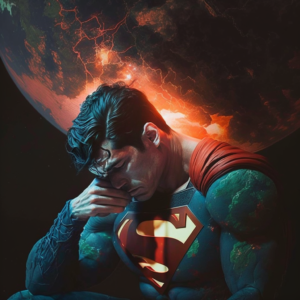 Superman but he took too much acid and is having a mental breakdown in the stratosphere of Earth