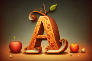 Cartoon A for apple Alphabet –ar 3:2