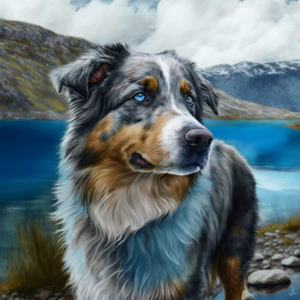 blue_merle australian_shepard alps lake blue anthracit realistic