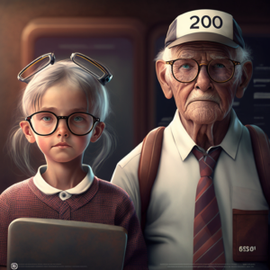 young and old coworkers in 2050