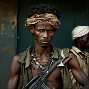 man, Somalia, warrior, AK 47, muscular