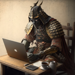 samurai trabajando con excel