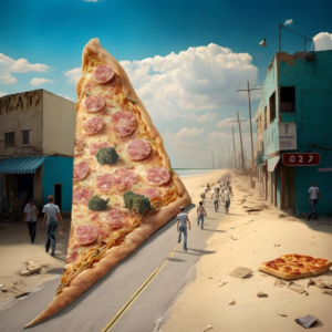 A road in Port Said, lined with pizza, realistic test_natural__extreme