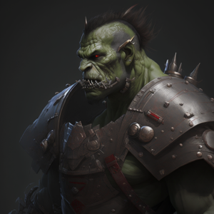 orc with armor on the left shoulder :: concept art