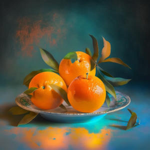 vibrant molding tangerine still life in the impressionist style