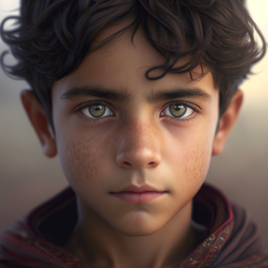 a Persian boy with light eyes