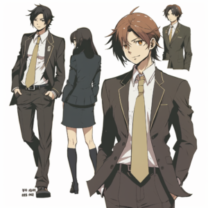 japanes anime character, young man in suit